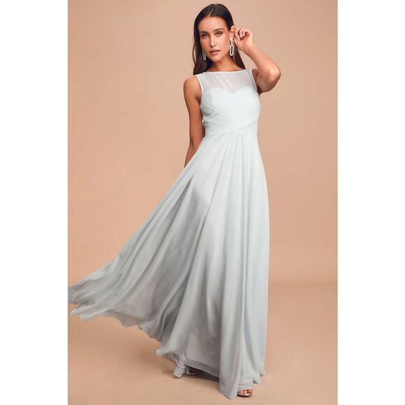 NEW Lulus Some Type of Sway Ice Blue Sleeveless Maxi Dress Pleated Medium - Picture 1 of 8